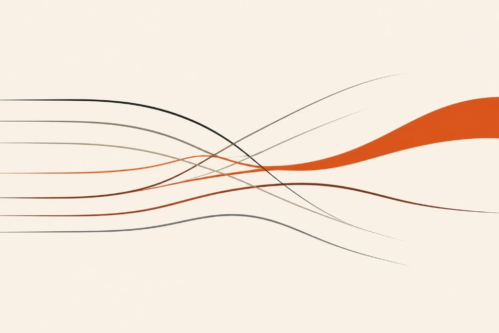 Abstract intersecting paths suggesting career direction and choice