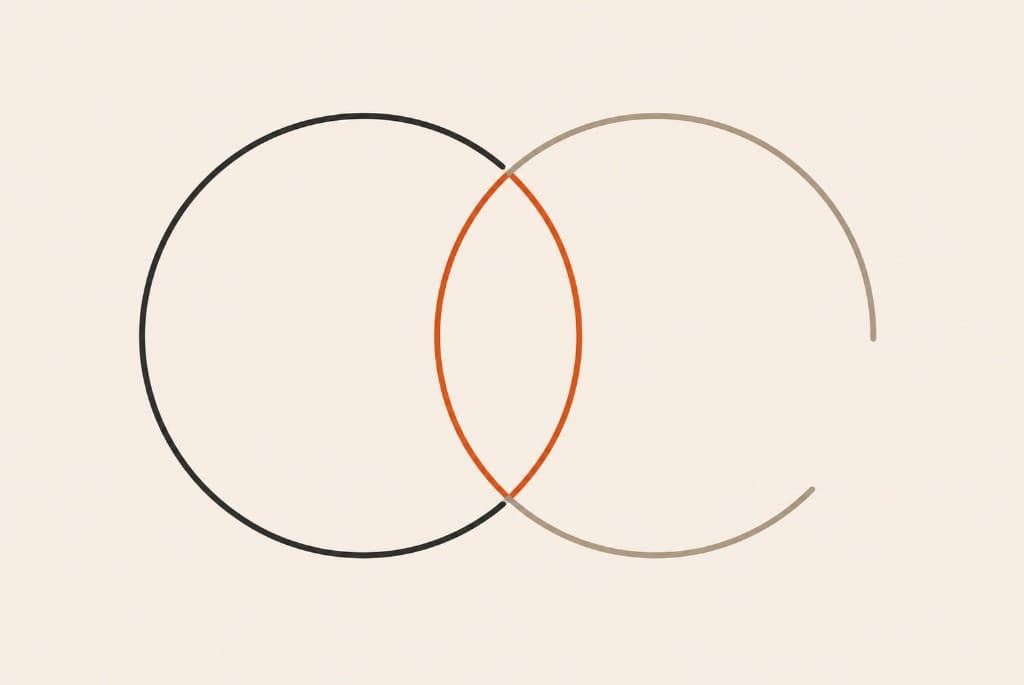 Two overlapping circles representing connection in relationships