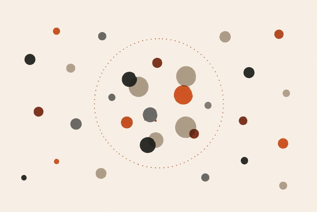 Abstract illustration of focused people within a wider field — who finds this work